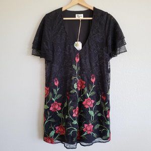 SHOW ME YOUR MUMU Risque Rose Black Lace Dress
